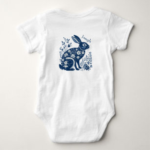 Vintage blomster- victoriansk marinblå påskhare t shirt