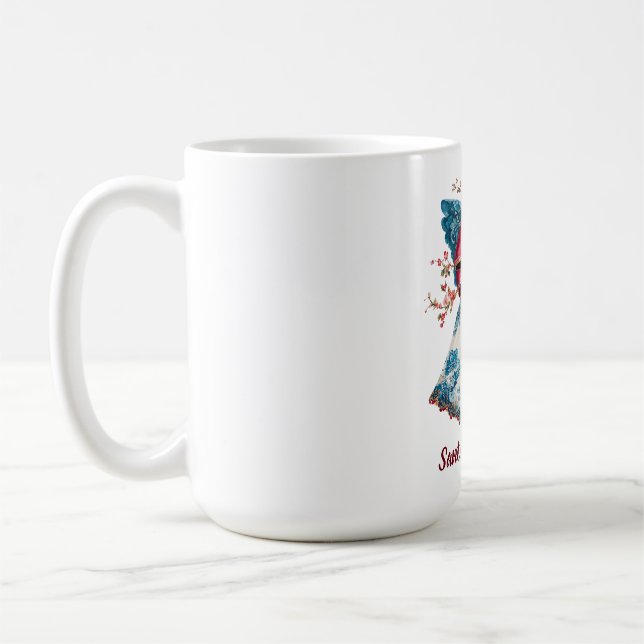 Vintage blomsterängel med semesterbandvingar kaffemugg (Vänster)