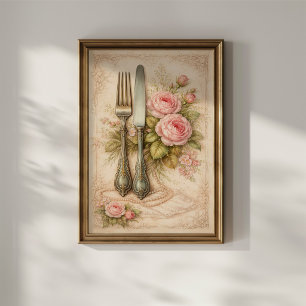 Vintage blomsterbestick poster