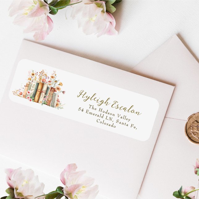 Vintage blomsterbok Bröllopsdusch Returadress Returadress Etikett (Skapare uppladdad)