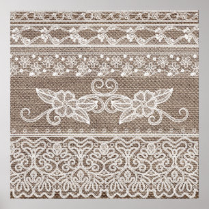 Vintage blomsterbroderi konst poster
