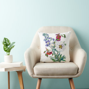 Vintage blomsterbukett akvarell kudde