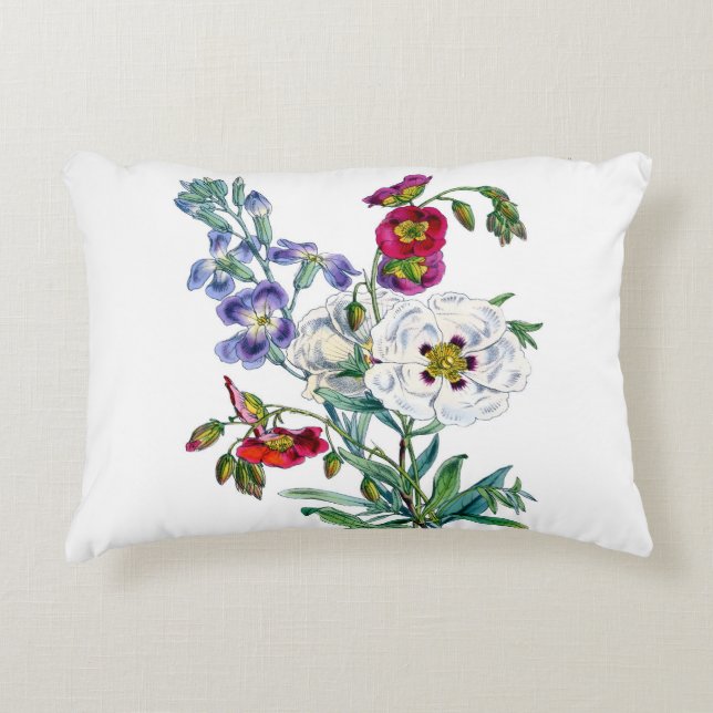 Vintage blomsterbukett akvarell prydnadskudde (Framsidan)