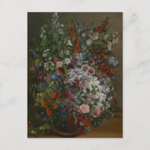 Vintage blomsterbukett i en vas av Courbet Vykort