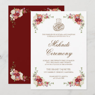 Vintage blomsterbukett kant islamisk Mehndi Inbjudningar
