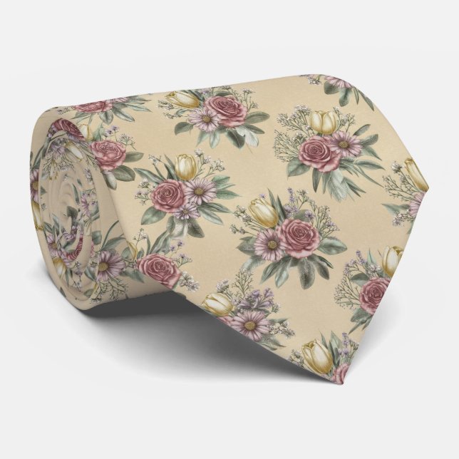 Vintage blomsterbukettmönster slips (Rullad)