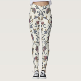 Vintage blomsterdamast-legging Ornamentalt gammalt Leggings
