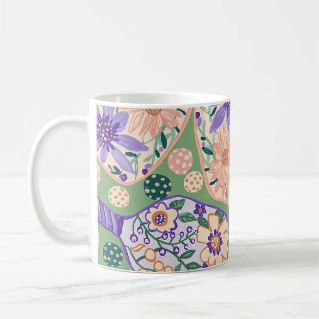 Vintage blomsterdesign för Pickleball Kaffemugg (Vänster)