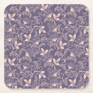 Vintage blomsterdesign med virvlande vinrankor underlägg papper kvadrat