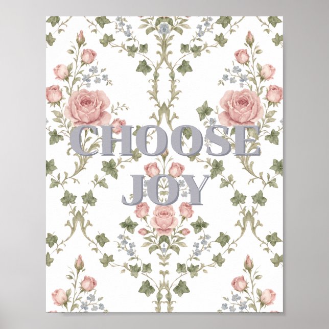 Vintage blomsterdesign, Välj Glädje-Poster  Poster (Framsidan)