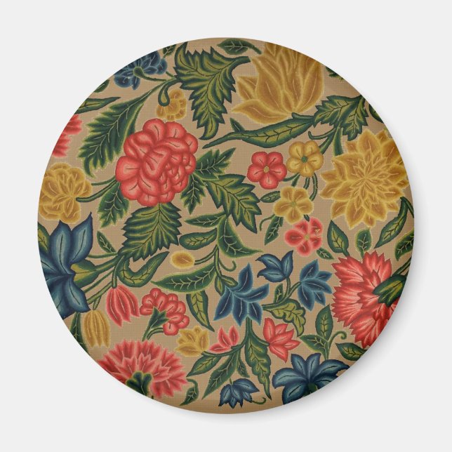 Vintage blomsterdesigner trädgårdskonst magnet (Framsidan)