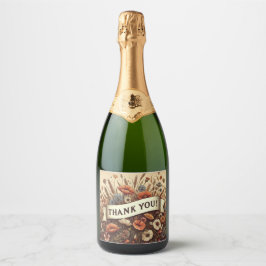 Vintage Blomsterfält Champagne Flasketikett