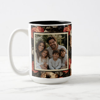 Vintage blomsterfamilj foto kaffemug Två-Tonad mugg