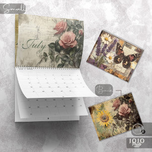 Vintage blomsterfjärilskalender kalender