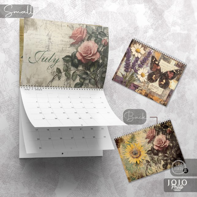 Vintage blomsterfjärilskalender kalender (Vintage Floral Butterfly Calendar_Small)