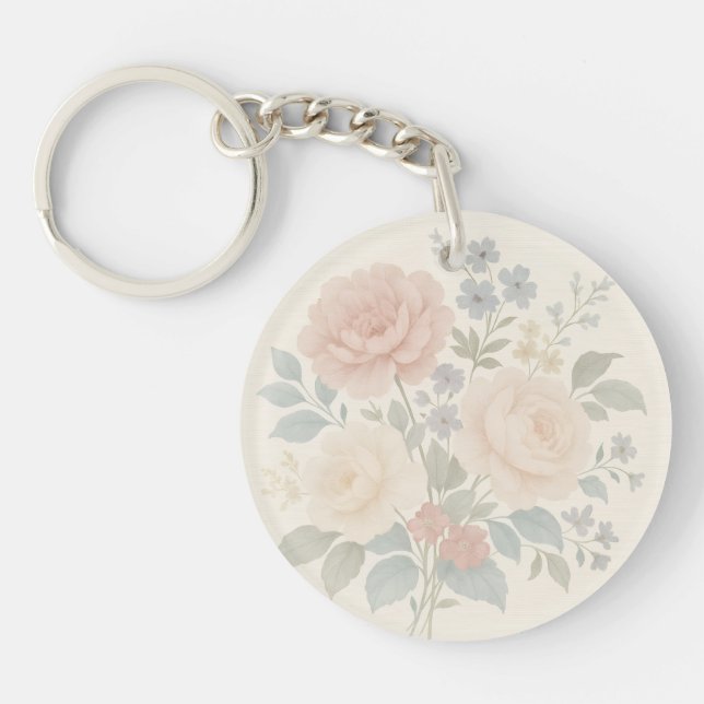 Vintage blomsterformad nyckelring i metall (Framsidan)