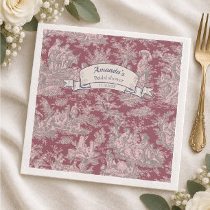 Vintage blomstergalat svart toile de jouy Bröllops Pappersservett