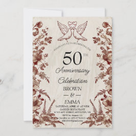 Vintage blomstergestaltning 50-års bröllopsjubileu inbjudningar