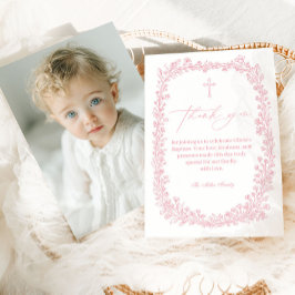 Vintage blomstergirl dopflicka tack kort