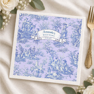 Vintage blomstergott blått lila toile de jouy pappersservett