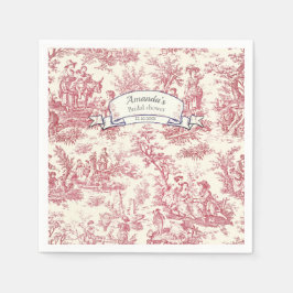 Vintage blomstergott rött toile de jouy pappersservett