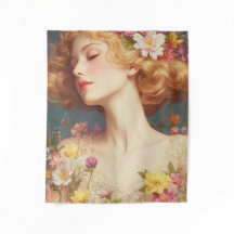 Vintage blomstergudinneporträtt
