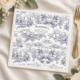 Vintage blomsterguds svart toile de jouy Bröllopsd Pappersservett