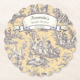 Vintage blomstergul grå toile de jouy underlägg papper
