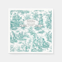 Vintage blomstergul turkos toile de jouy