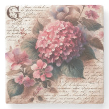 Vintage blomsterhydrangea skriptbokstav