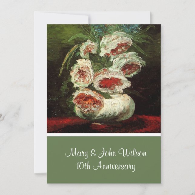 Vintage blomsterjubileumsfirande, Van Gogh Inbjudningar (Framsida)