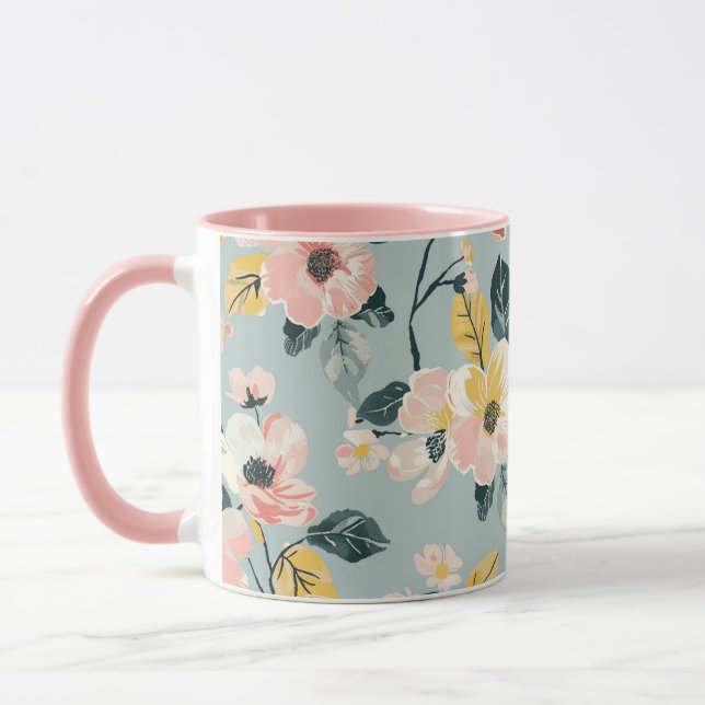 Vintage blomsterkaffekopp mugg (Vänster)