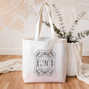 Vintage blomsterkant Elegant monogram Anpassad Tygkasse