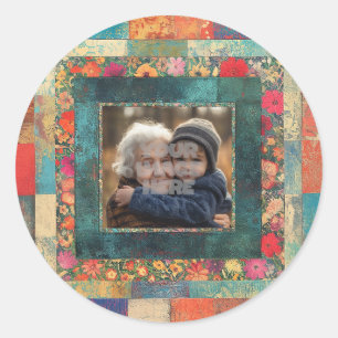 Vintage blomsterkant ram för dina foton runt klistermärke