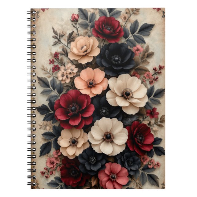Vintage blomsterklassiskt anteckningsblock (Framsidan)