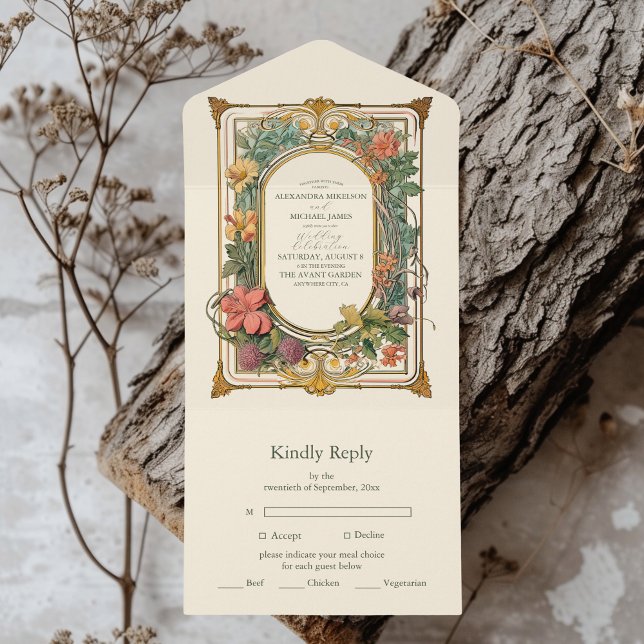 Vintage blomsterkonst Art Nouveau bröllop (Skapare uppladdad)