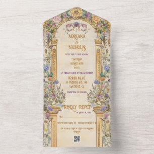 Vintage blomsterkonst Nouveau bröllop