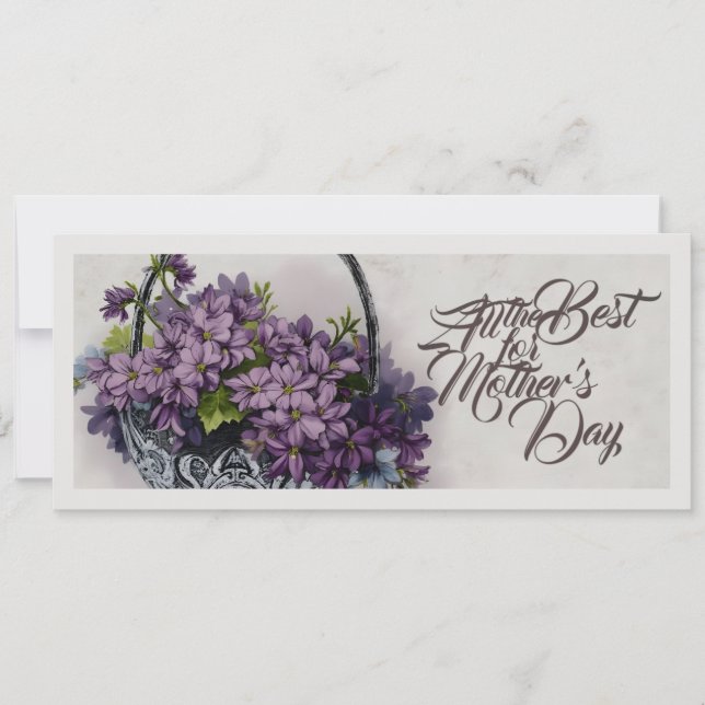Vintage blomsterkorg – Mors dag-blomning (Framsida)