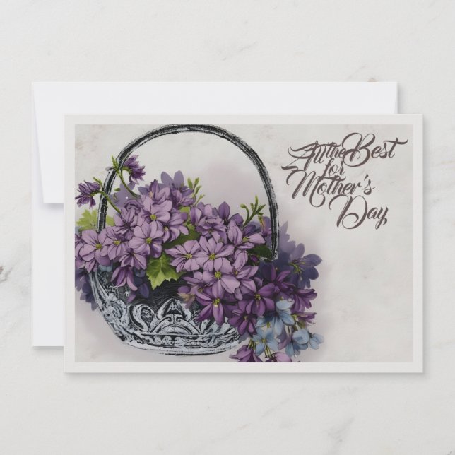 Vintage blomsterkorg – Morsdagsblomning (Framsida)