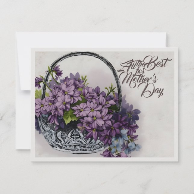 Vintage blomsterkorg – Morsdagsblomning (Framsida)