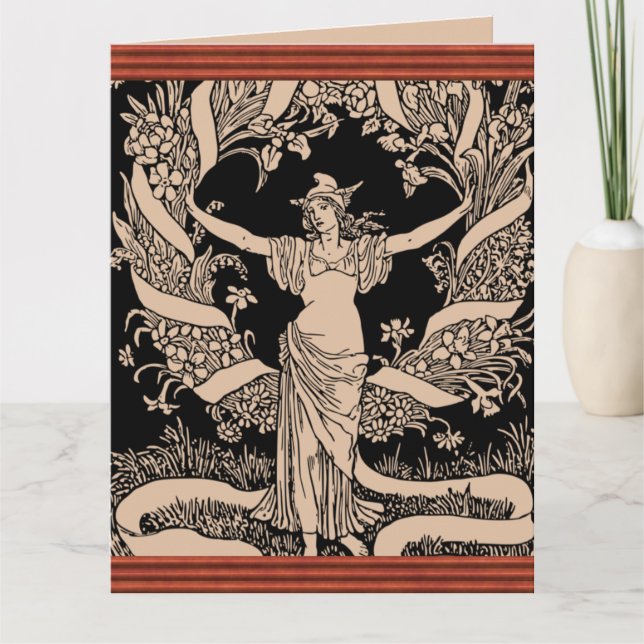 Vintage blomsterkrans gratulationskort kort (Framsida)