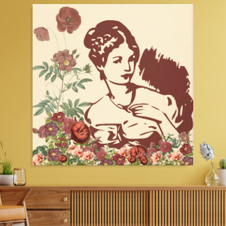 Vintage blomsterkvinn canvastryck