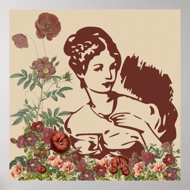 Vintage blomsterkvinn poster (Framsidan)