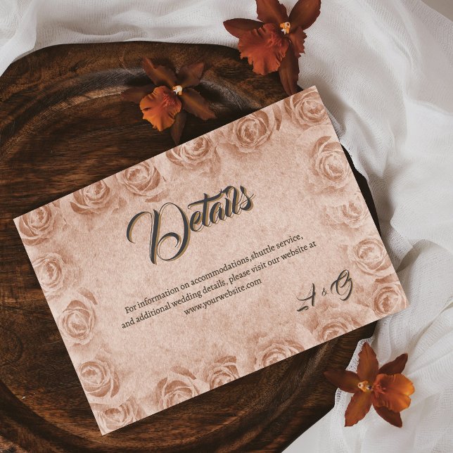 Vintage blomsterlandlig bröllopsföljekort tilläggskort (Vintage Floral Rustic Wedding enclosure card)
