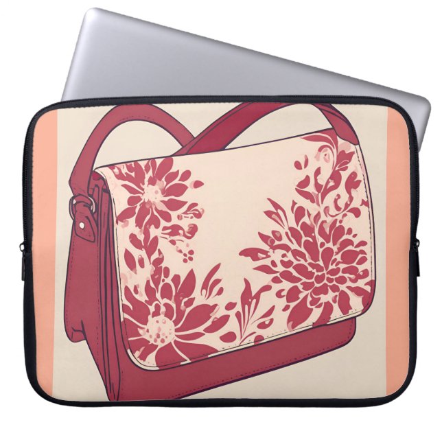 Vintage blomsterlig messengerväska design AI konst Laptop Fodral (Framsidan)