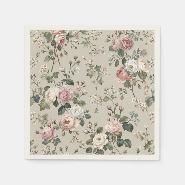 Vintage blomsterliga tekalas servetter (Framsidan)