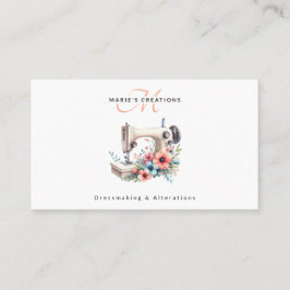 Vintage blomstermaskin med monogram visitkort