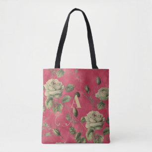 Vintage blomstermonogram tygkasse