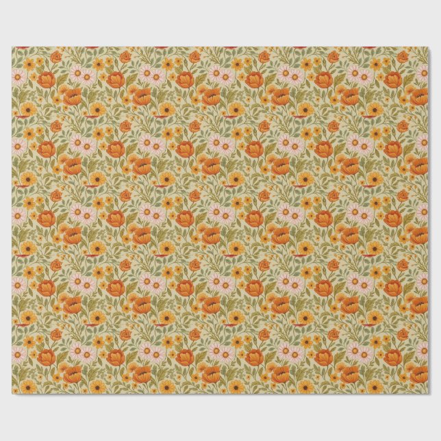 vintage blomstermönster wildflower konst presentpapper (Platt)