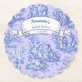 Vintage blomstermönstrat blå lila toile de Jouy Underlägg Papper